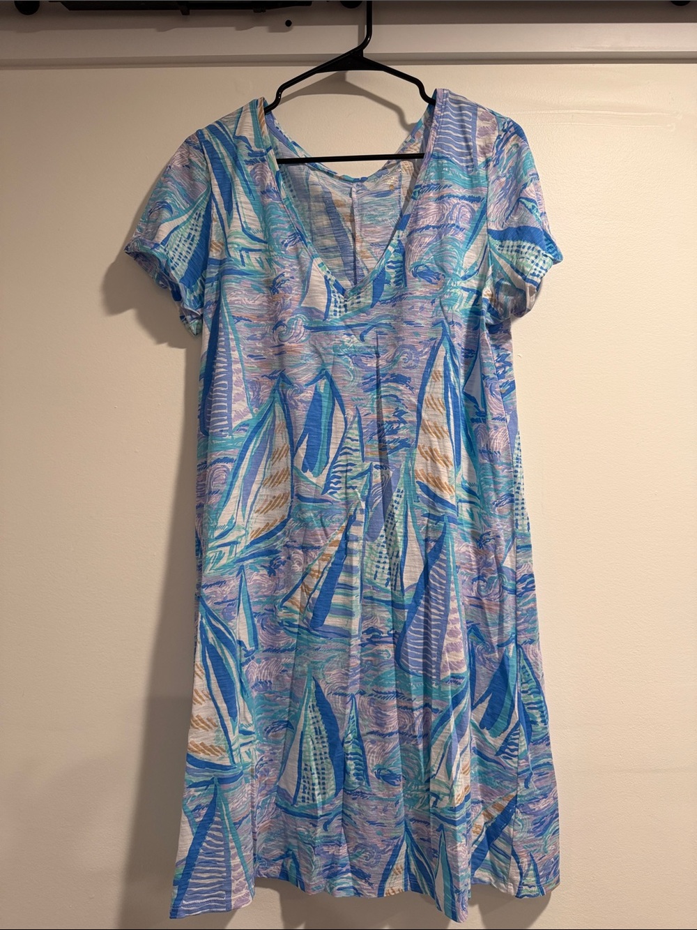 Lilly Pulitzer Blue Multicolor Short-Sleeve V-Neck Women’s Dress